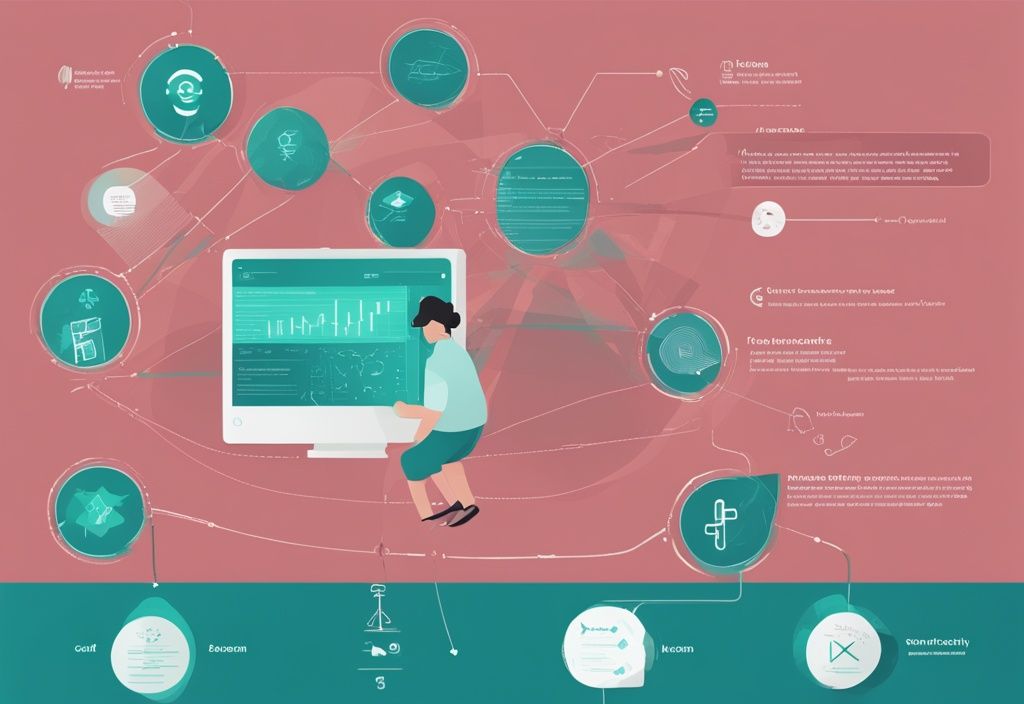 Illustration numérique moderne avec thème couleur teal, infographie élégante sur le processus d'exécution du solana smart contract.