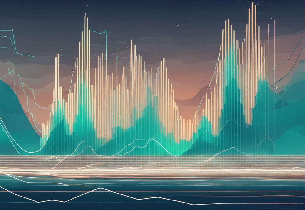 Illustration numérique moderne en couleur turquoise montrant un graphique des tendances de prix de Solana avec un point indiquant le meilleur moment pour acheter Solana.